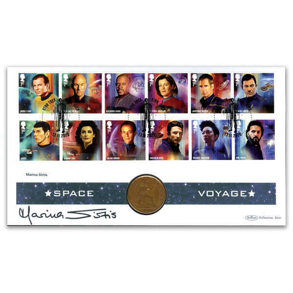 2020 Star Trek Stamps Coin Cover Signed Marina Sirtis