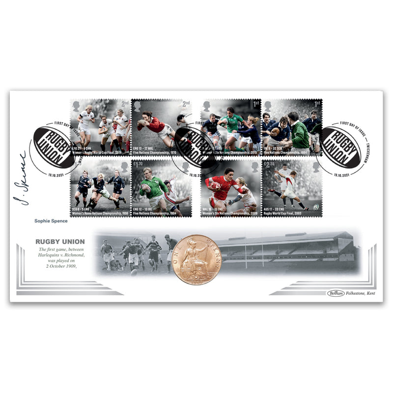 2021 Rugby Union Stamps Coin Signed Sophie Spence