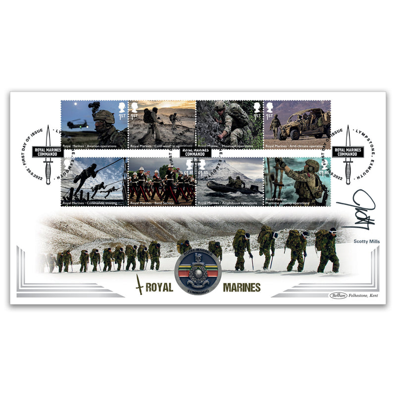 2022 Royal Marines Stamps Coin Cover Signed Scotty Mills