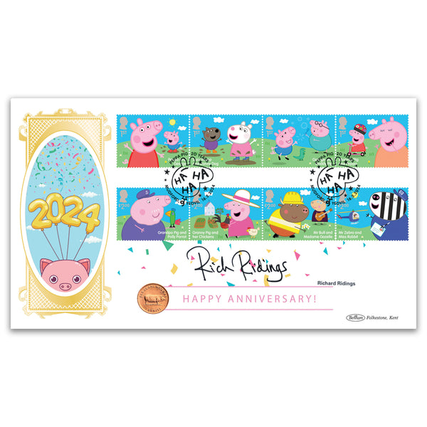 2024 Peppa Pig Stamps Coin Cover Signed Richard Ridings