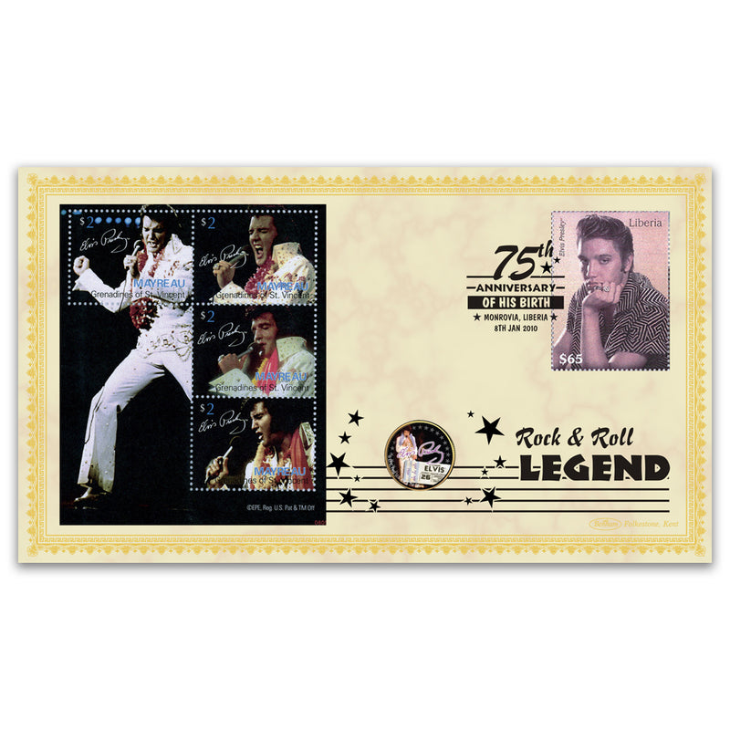 2010 Elvis Birth 75th Anniversary Coin Cover - Liberia