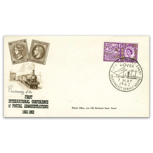 1963 Paris Postal Conference Centenary - Dover Packet Services H/S P.A