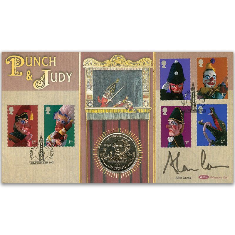 2001 Punch & Judy Coin Cover - Signed by Alan Coren