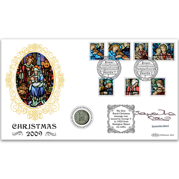 2009 Christmas Coin Cover - Signed by Samantha Bond