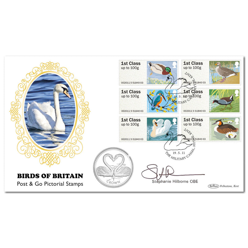 2011 Post & Go Birds of Britain No. 3 Coin Cover - Signed by Stephanie Hilborne OBE