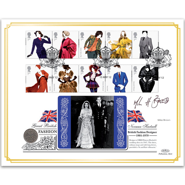 2012 Great British Fashion Coin Cover - Signed by Mike Brown