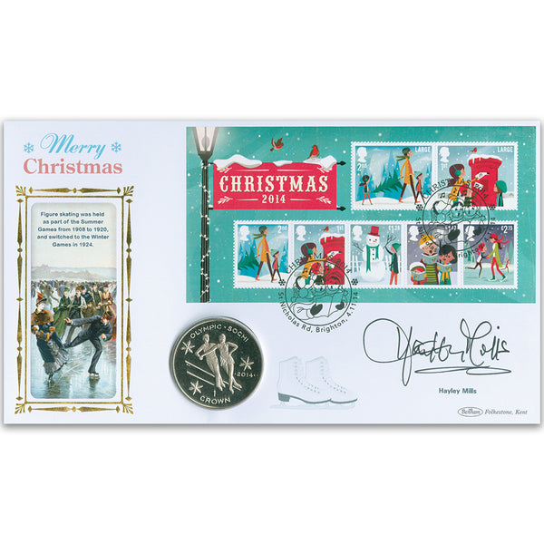 2014 Christmas M/S Coin Cover - Signed Hayley Mills