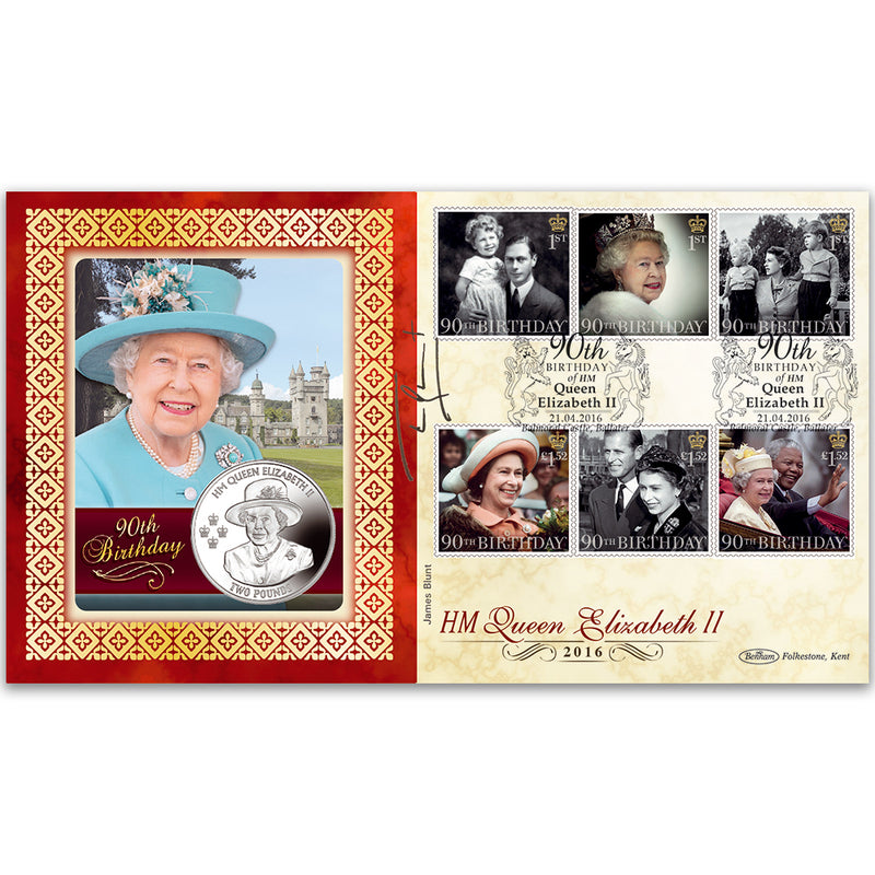 2016 Queen's 90th Bday Stamps Coin Cover - Signed by James Blunt