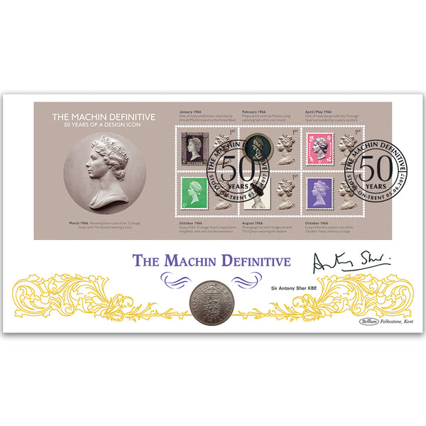 2017 Machin M/S - 50 Years of a Design Icon Coin Cover - Signed Sir Antony Sher KBE