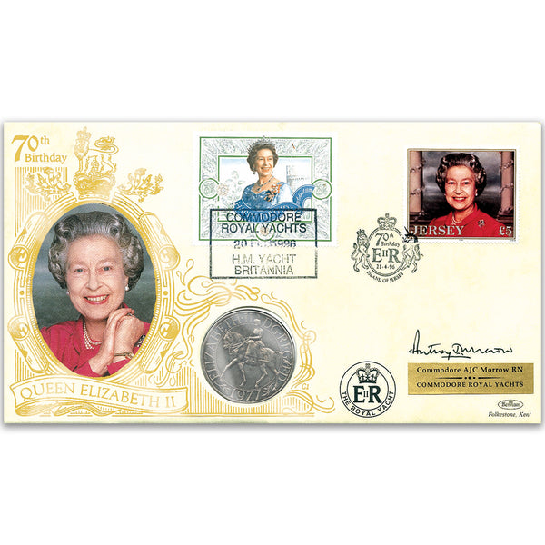 1996 HM Queen's 70th Coin Cover - Signed by Commodore AJC Morrow RN