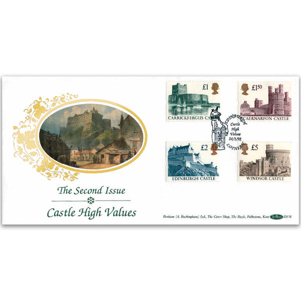 1992 Castle High Values 2nd Issue - Edinburgh Handstamp