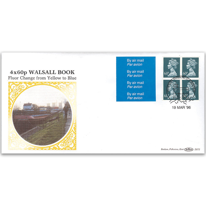 1996 4x60p Walsall Book Blue Fluor - Windsor Handstamp