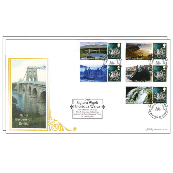 2006 Glorious Wales Pair - Cartor Security in Litho - Menai Bridge Handstamp