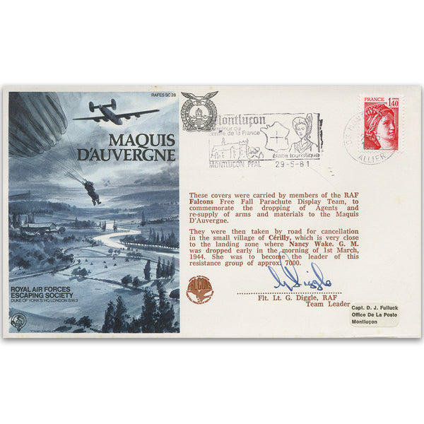 1981 RAFES Maquis D'Auvergne - Signed by Flight Lieutenant G. Diggle