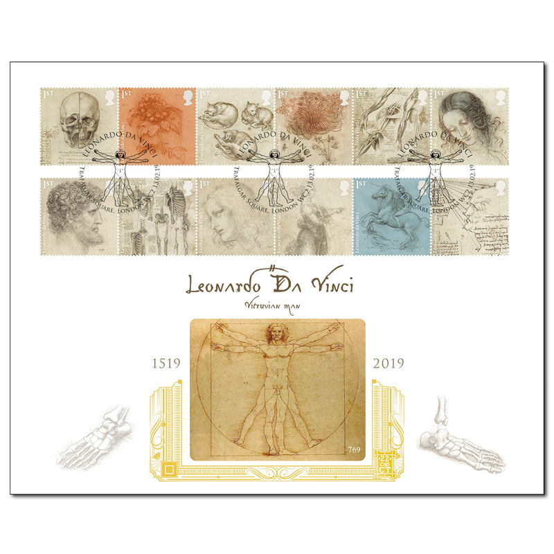 2019 Leonardo da Vinci Stamps Gold 500