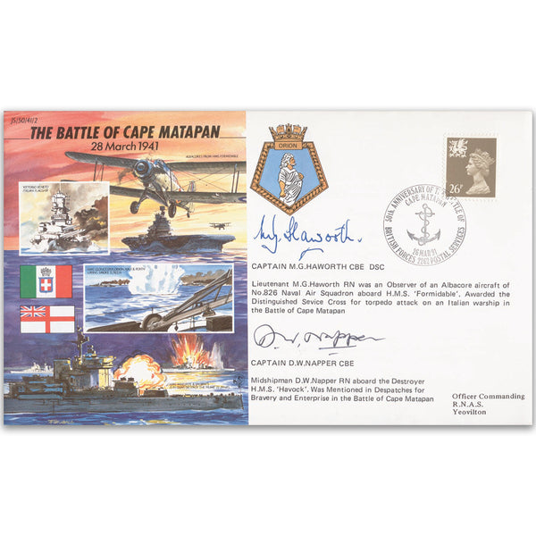 1991 Battle of Cape Matapan - Signed by Capt. M. Haworth CBE & Capt. D Knapper CBE