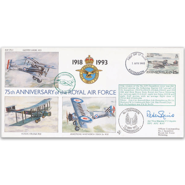 1993 Ascension Islands RAF 75th - No.1 Sqn - Signed AVM P.T. Squire