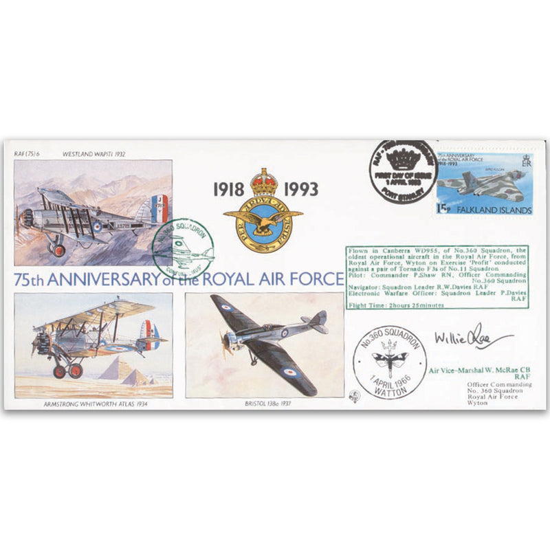 1993 Falkland Islands RAF 75th - No.360 Sqn. - Signed AVM W. McRae