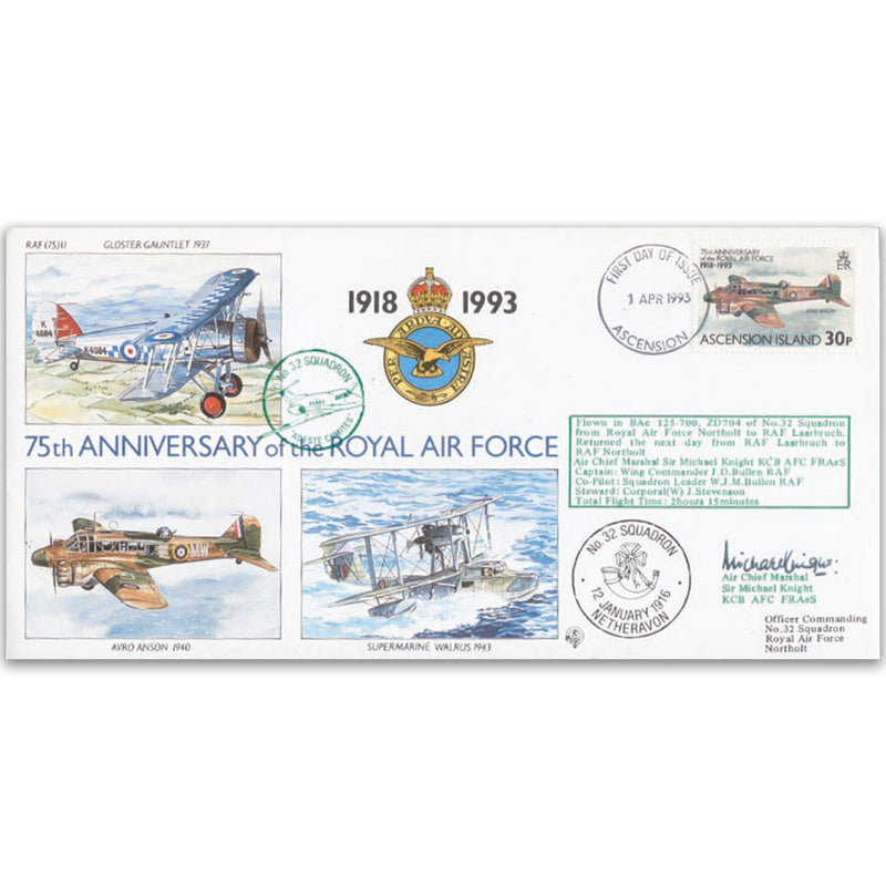 1993 Ascension Island RAF 75th - No. 32 Sqn. Special - Signed by ACM Sir Michael Knight KCB