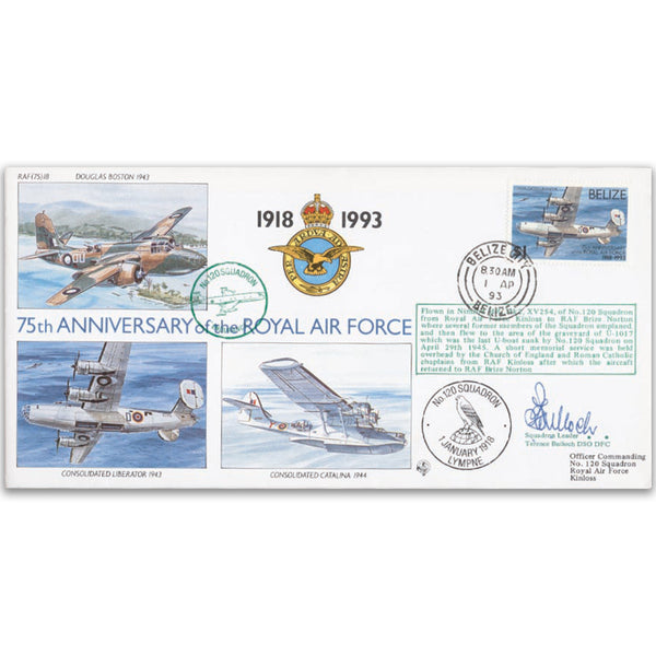 1993 Belize RAF 75th - No.120 Sqn. - Signed Sqn. Ldr. T. Bulloch