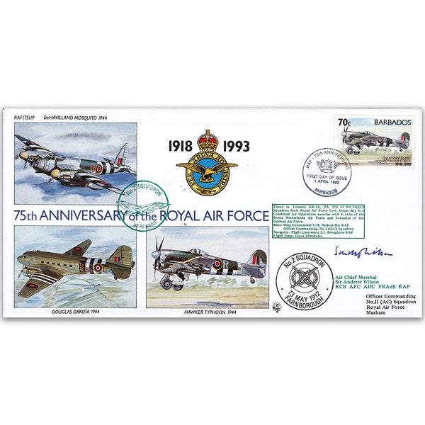 1993 Barbados RAF 75th - Signed by Air Chief Marshal Sir Andrew Wilson