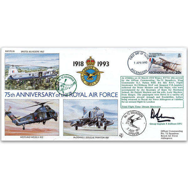 1993 Ascension Is. RAF 75th - No. 72 Sqn. Special - Signed Gp. Capt. F. B. Sheen DFC