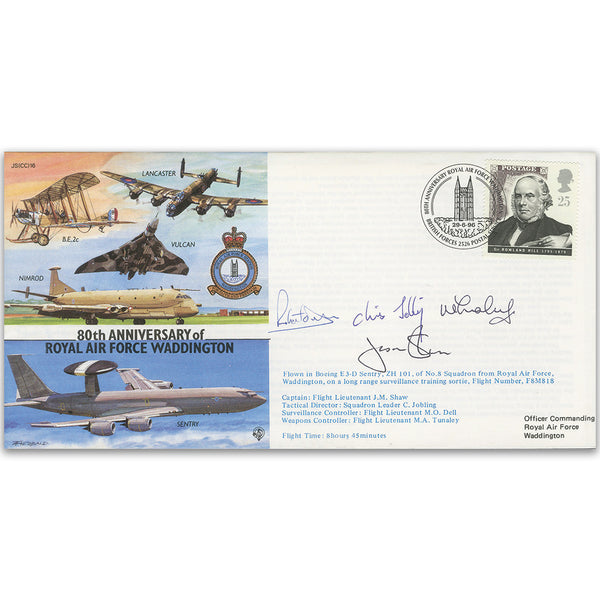 1996 80th Anniversary RAF Waddington - Flown - Signed by Pilot and 3 others