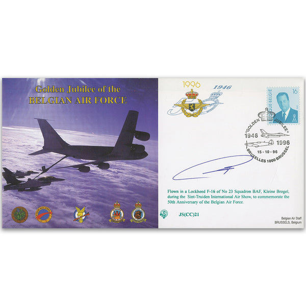 1996 50th Anniversary Belgian Air Force - Flown - Signed by the Pilot