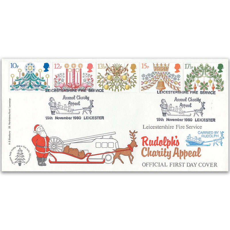 1980 Christmas - Leicester Rudolph H/S & Cachet