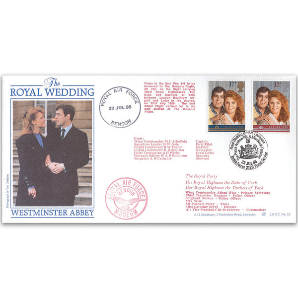 1986 Royal Wedding - BFPS 2120 Handstamp - RAF Benson CDS