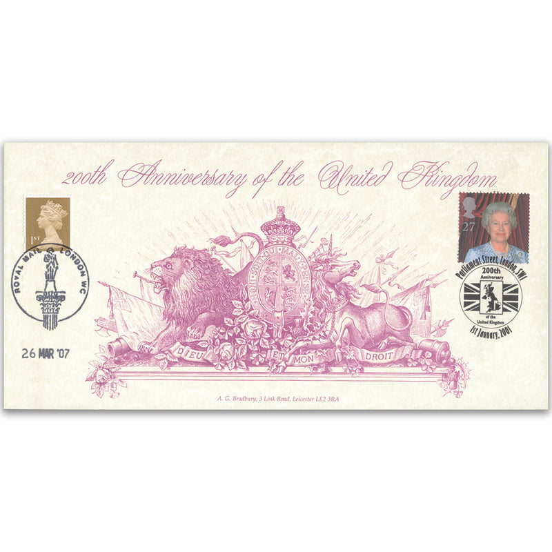 2001 200th Anniversary United Kingdom doubled