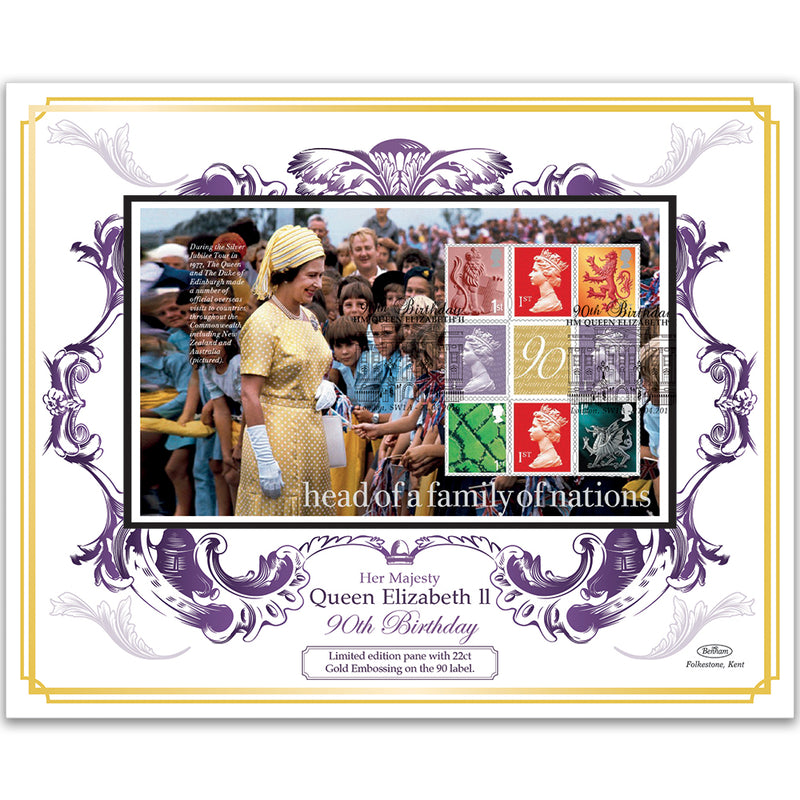 2016 Special Queen Elizabeth II's 90th 22ct Gold Embossed Pane Cover