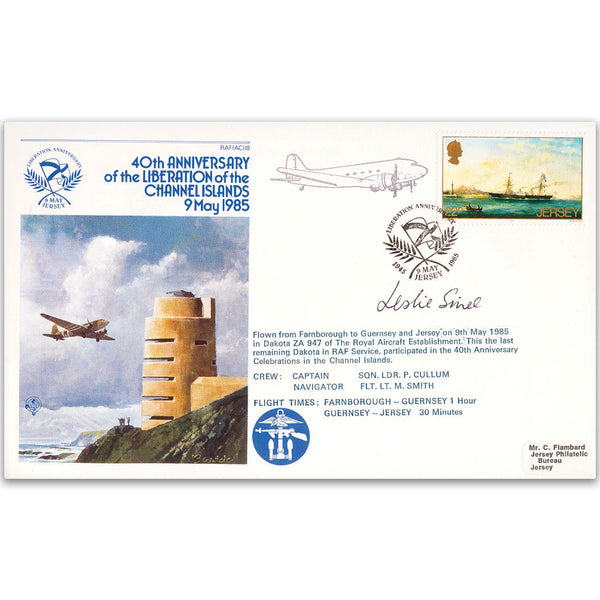 1985 Channel Islands Liberation 40th - Flown - Signed by Leslie Sinel