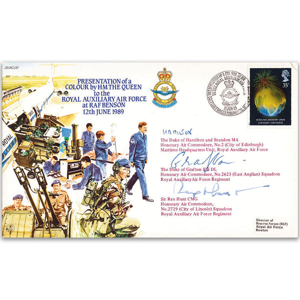 1989 Royal Auxiliary Air Force Colour - Signed Dukes of Hamilton & Grafton and Sir Rex Hunt