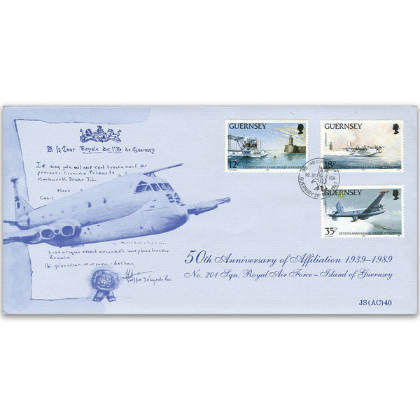 1989 Guernsey No. 201 Squadron 50th Anniversary - Flown in Nimrod MR Mk 2 - Signed