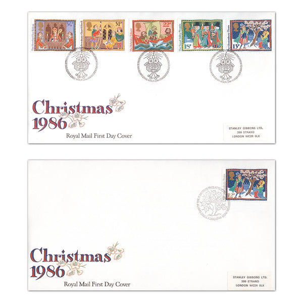 1986 Christmas R.M. pair of covers, Bathlehem, Llandeilo handstamp