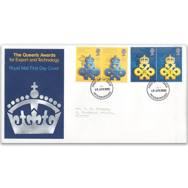 1990 Queen's Awards 25th Royal Mail FDC - Peterborough FDI