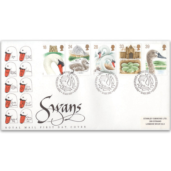 1993 Swans Royal Mail FDC - BPB Edinburgh