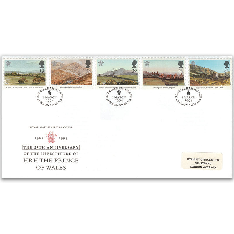 1994 Prince of Wales' Investiture 25th Royal Mail FDC - Buckingham Palace SW1A